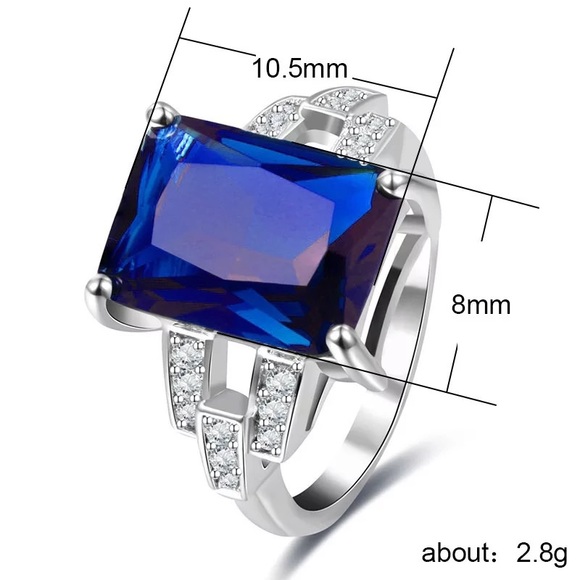 New Women’s 925 Silver Beautiful Sapphire Ring - Picture 3 of 6
